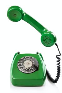 Green retro telephone